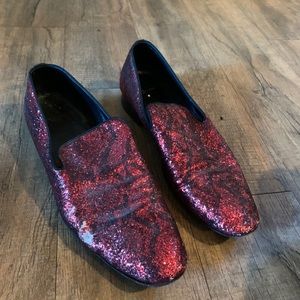 Saint Laurent Glitter Loafer Slippers